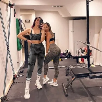 OMKAGI Seamless Ribbed Workout Set for Women - Black