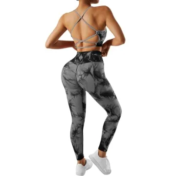 OMKAGI Seamless Ribbed Workout Set for Women - Black