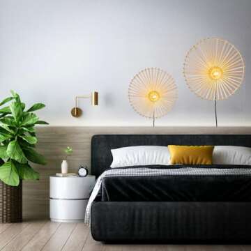 Journee Home 16" Rattan Wall Sconce, Rattan Light Fixture Boho Wall Sconce, Bamboo Woven Rattan Sconce Wall Hanging Decoration for Kitchen, Living Room, Dining Room, Bedroom