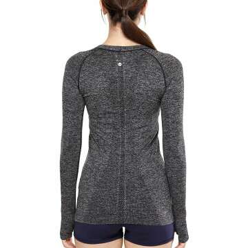CRZ YOGA Women's Seamless Long Sleeve Running Shirt - Breathable Workout Top