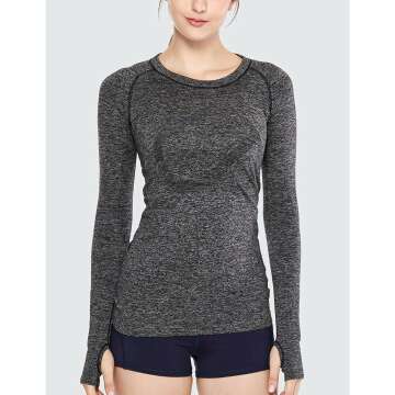 CRZ YOGA Women's Seamless Long Sleeve Running Shirt