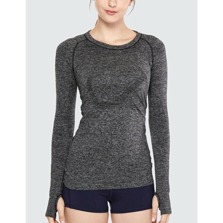 CRZ YOGA Women's Seamless Long Sleeve Running Shirt