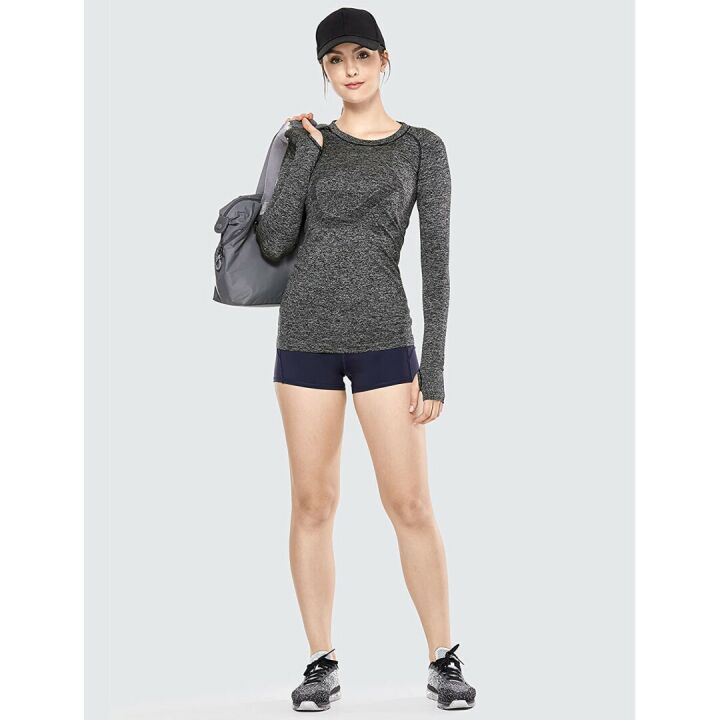 CRZ YOGA Women's Seamless Long Sleeve Running Shirt