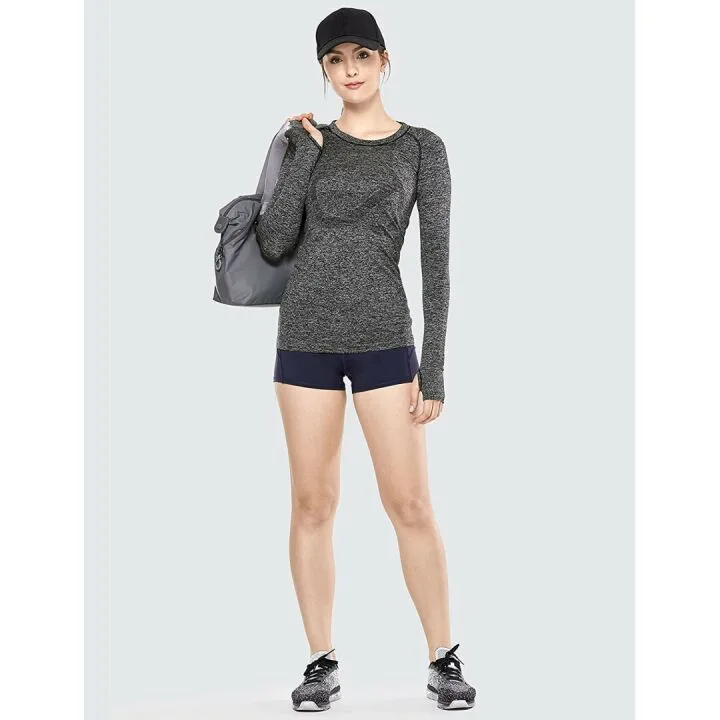 CRZ YOGA Women's Seamless Long Sleeve Running Shirt