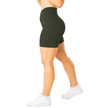 Puedizux Women's High Waisted Biker Shorts Cross Waist Workout Yoga Shorts Running Leggings no Pocket