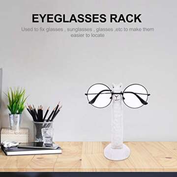 LIFKOME Alpaca Glasses Stand Handmade Wood Carving Animal Glasses Display Stand Eyeglass Holder for Home Office