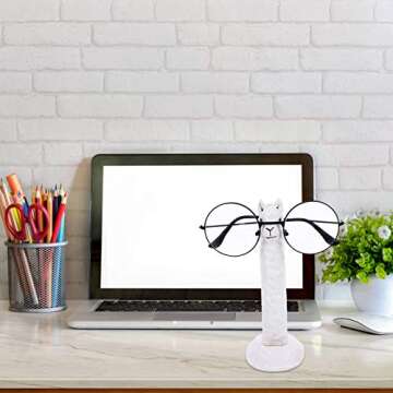 LIFKOME Alpaca Glasses Stand Handmade Wood Carving Animal Glasses Display Stand Eyeglass Holder for Home Office