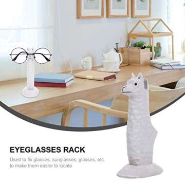 LIFKOME Alpaca Glasses Stand Handmade Wood Carving Animal Glasses Display Stand Eyeglass Holder for Home Office