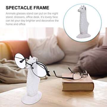 LIFKOME Alpaca Glasses Stand Handmade Wood Carving Animal Glasses Display Stand Eyeglass Holder for Home Office