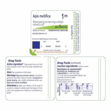 Boiron Apis Mellifica 15C for Insect Stings & Allergies – 80 Pellets