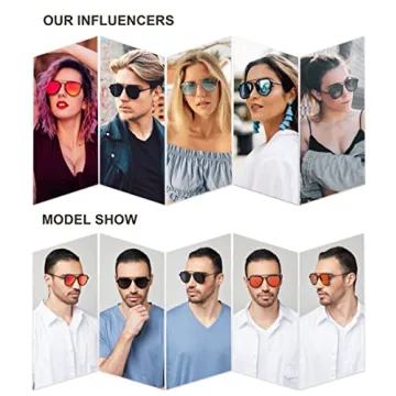 SOJOS Retro Polarized Double Bridge Sunglasses for Men Women Mirrored Lens SJ1051 with Gold Frame/Dusty Blue Mirrored Lens