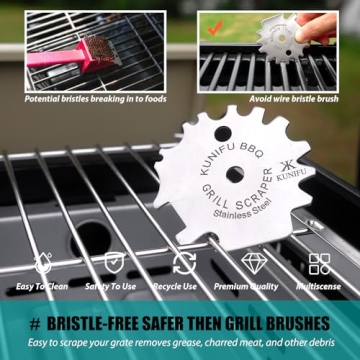 KUNIFU Bristle-Free BBQ Grill Scraper - Perfect Gift