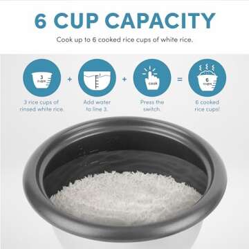 Aroma Housewares 6-Cup (Cooked) (3-Cup Uncooked) Pot Style Rice Cooker and Food Steamer (ARC-743-1NG), White