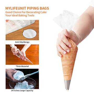 MyLifeUNIT Disposable Cream Pastry Bag Cake Icing Piping Decorating Tool, 100PCS, 14 Inch