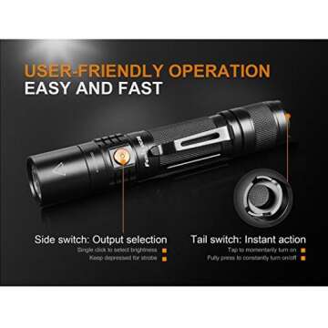 Fenix UC35 V2.0 Tactical Flashlight - 1000 Lumens, USB Charging