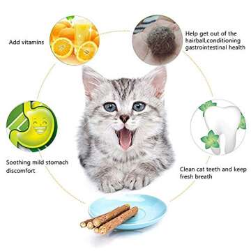 WoLover Silvervine Sticks for Cats, Natural Catnip Matatabi Chew Sticks Teeth Molar Chew Toys for Ca...