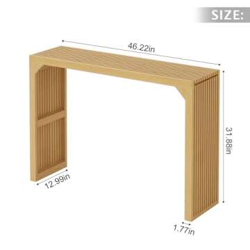 ROOMTEC Narrow Console Tables for Entryway, 46" Solid Wood Console Table Behind Couch, Farmhouse Entryway Table with Storage, Console Tables for Living Room, Hallway, Foyer (Nature, Console Table)