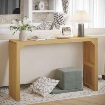 ROOMTEC Narrow Console Tables for Entryway, 46" Solid Wood Console Table Behind Couch, Farmhouse Entryway Table with Storage, Console Tables for Living Room, Hallway, Foyer (Nature, Console Table)
