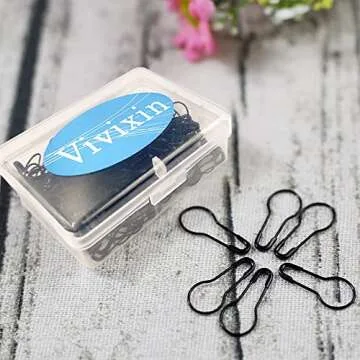 Vivixin Metal Gourd Safety Pins 200pcs, Premium Small Black Safety Pin, Bulb Calabash Tag Pins, Bulb Stitch Markers, Pear Shape Safety Pins Perfect for Clothes Crafting Knitting with Stoage Box