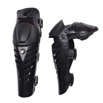 Baselay 1 Pair of Motorcycle Knee Shin Guard Pads Three Sections Breathable Adjustable Knee Cap Pads...