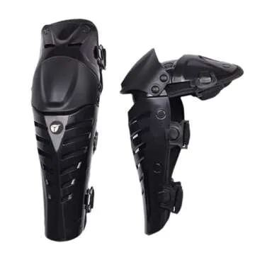 Baselay 1 Pair of Motorcycle Knee Shin Guard Pads Three Sections Breathable Adjustable Knee Cap Pads...
