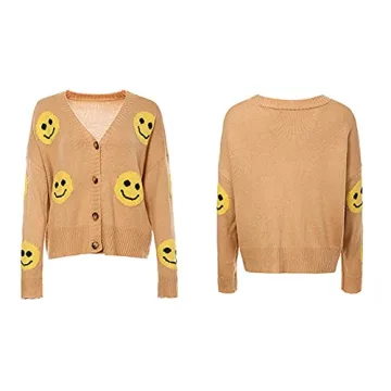 Stylish Chouyatou Women's Smile Face Cardigan Jacket