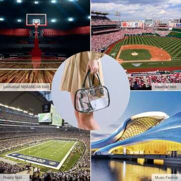 MOETYANG Womens Transparent Clutch Clear Purse Crossbody Shoulder with Removable Shoulder Strap Stadium Approved Bags