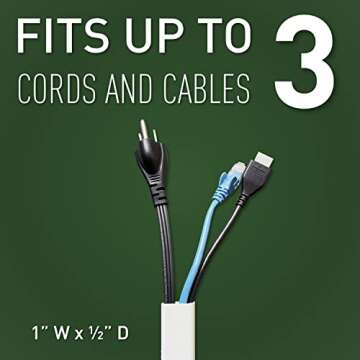 Legrand Wiremold CMK50 Cordmate II 10 Foot 12 Piece Cord Cover Kit, Organizer for Wall, Holds Up to 3 Cords or Cables, White (1 Pack)