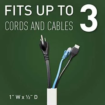 Legrand Wiremold CMK50 Cordmate II 10 Foot 12 Piece Cord Cover Kit, Organizer for Wall, Holds Up to 3 Cords or Cables, White (1 Pack)