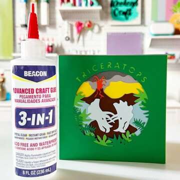 BEACON 3-in-1 Advanced Craft Glue - Fast-Drying, Crystal Clear Adhesive for Wood, Ceramics, Fabrics, and More, 8-Ounce