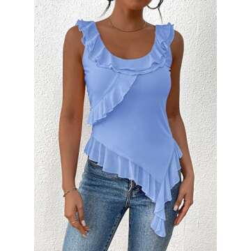 PRETTYGARDEN Women's Summer Asymmetrical Crop Top Fitted