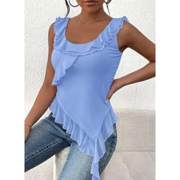 PRETTYGARDEN Women's Summer Asymmetrical Crop Top Fitted