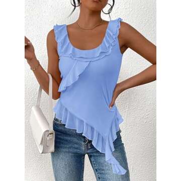 PRETTYGARDEN Women's Summer Asymmetrical Crop Top Fitted