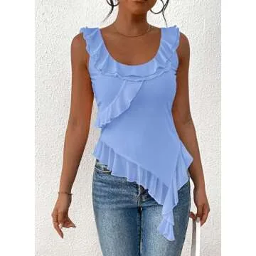 PRETTYGARDEN Women's Summer Asymmetrical Crop Top Fitted