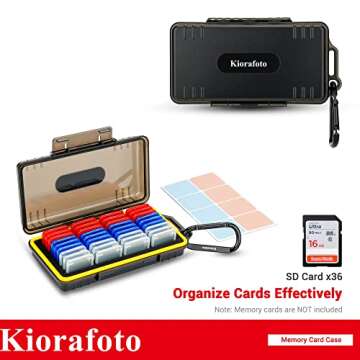 Kiorafoto SD Card Case with 36 Pack Individual Clear Plastic Memory Card Holders for 36 SD SDXC SDHC...