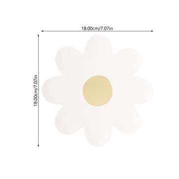 LUOZZY 20Pcs Daisy Flower Shape Disposable Plates Daisy Paper Plates Daisy Food Tray Tableware for B...