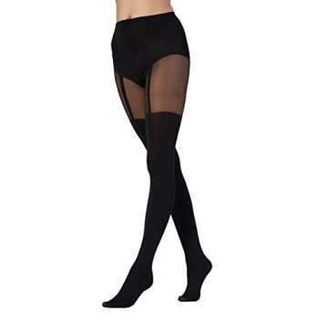 Pretty Polly Women's Suspender Tight- Mock Suspender Tight, 40 Denier Leg, Black (Black), One Size