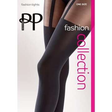 Pretty Polly Women's Suspender Tight- Mock Suspender Tight, 40 Denier Leg, Black (Black), One Size