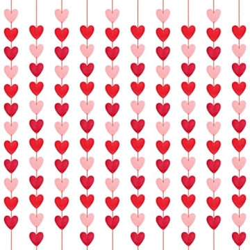 ADXCO 10 Pieces Valentine Heart Garland Banner Paper Heart Garland Hanging Hearts Decorations Romant...