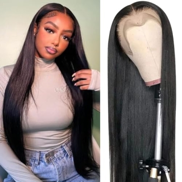DERRICKRIS 22 inch Straight Lace Front Wigs Human Hair 180% Density Pre Plucked 13x4 Frontal Wigs Hu...