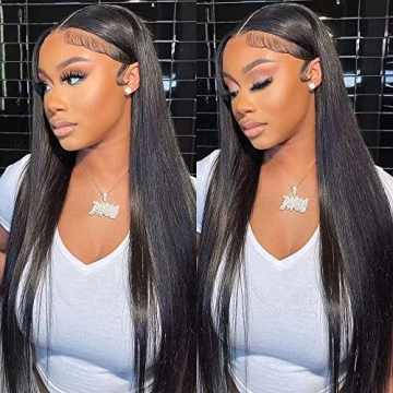 DERRICKRIS 22 inch Straight Lace Front Wig for Black Women
