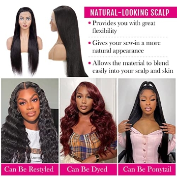DERRICKRIS 22 inch Straight Lace Front Wig for Black Women