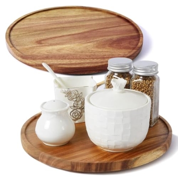 Stylish 10-inch Acacia Wood Lazy Susan - 2 Pack