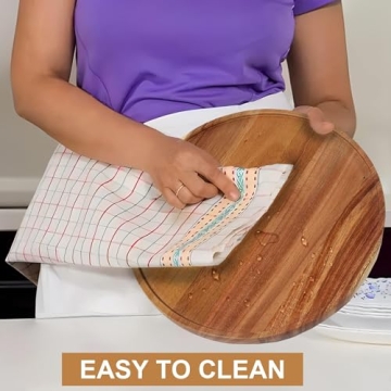 Stylish 10-inch Acacia Wood Lazy Susan - 2 Pack