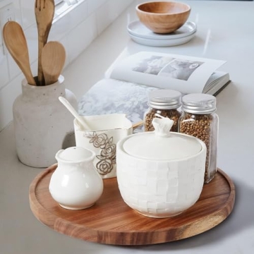 Stylish 10-inch Acacia Wood Lazy Susan - 2 Pack