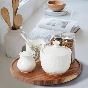 Stylish 10-inch Acacia Wood Lazy Susan - 2 Pack