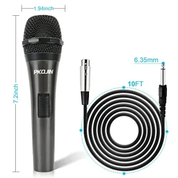 PKOJIN Dynamic Karaoke Microphone for Singing, Vocal Wired Microphone for Karaoke, Handheld Mic with 10 Ft Cable, Mics for Speaker with ON/Off Switch