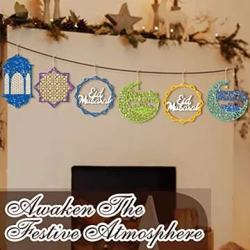 Wooden Ramadan Decor 8 Piece Hanging Signs for Eid