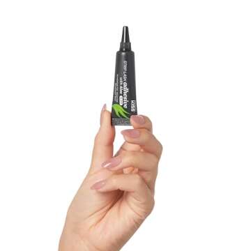 KISS Black Strip Lash Adhesive with Aloe, Dermatologist Tested, Formaldehyde Free, Non-Irritant, Contact Lens Friendly, Secure Hold, Contains Latex, with Control Nozzle Tip, 0.24 Ounce