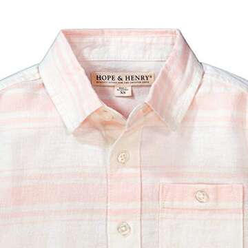 Hope & Henry Boys' Linen Short Sleeve Button Down Shirt with Pocket